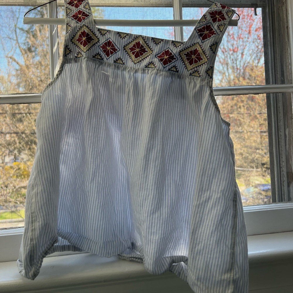 Madewell small tank, blue white pinstripe